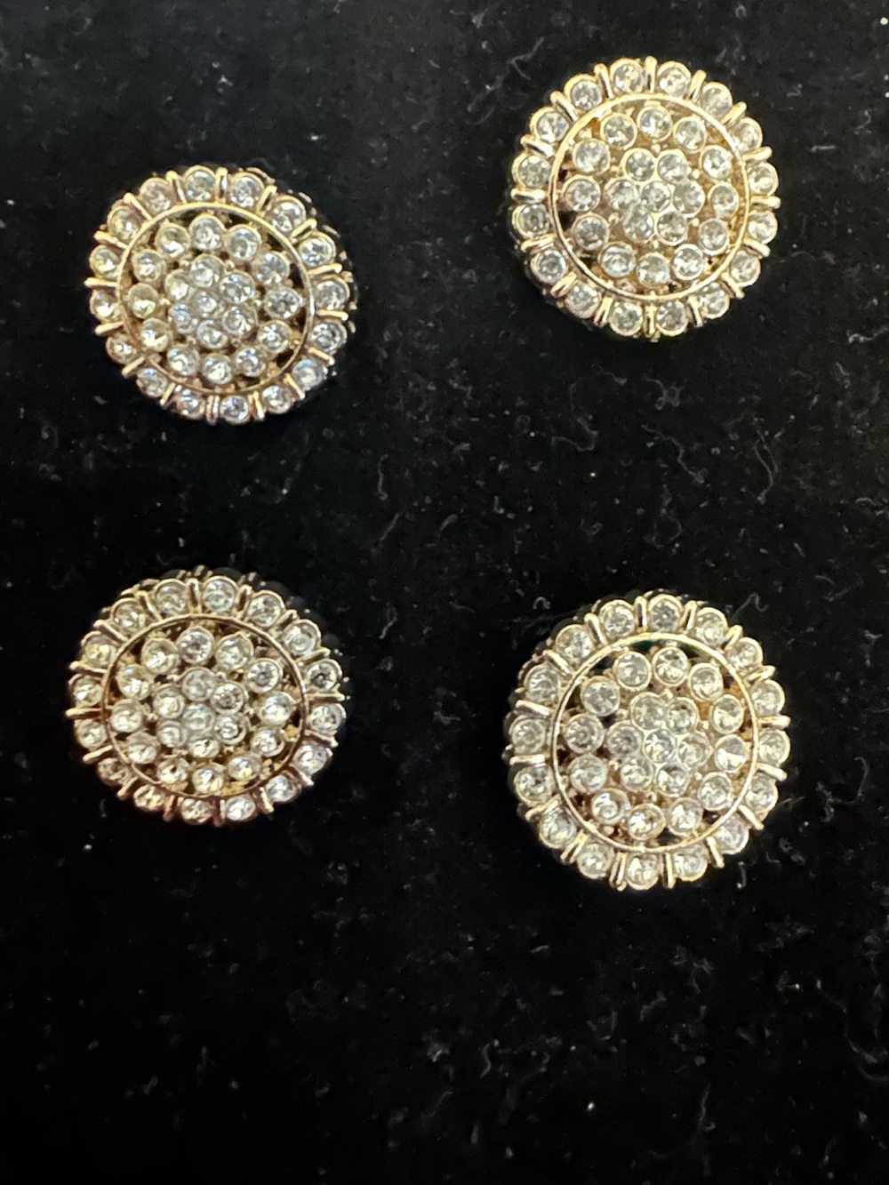 New Set of 4 Zara Gold-tone Rhinestone Buttons